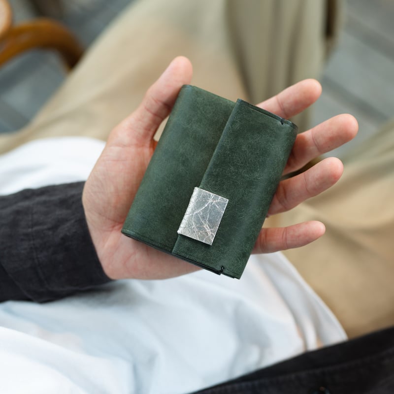 錫と本革 コンパクトウォレット｜錫×イタリアンレザーの上質財布【ao