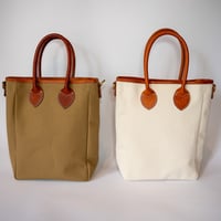 帆布と本革 2wayトートバッグ｜高島帆布と泉州帆布で仕立てた革ハンドルトート【tote S】