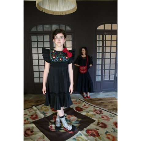 Dress pleated black taffetas