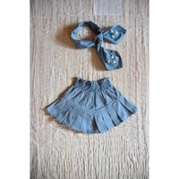 PLEATED SKIRT WITH TIE SCARF  - Vichy blue