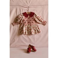 Handsmock blouse with crochet collar Aline print
