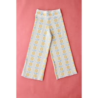 【last 10y】Trousers tricot jacquard flowers ciel yellow