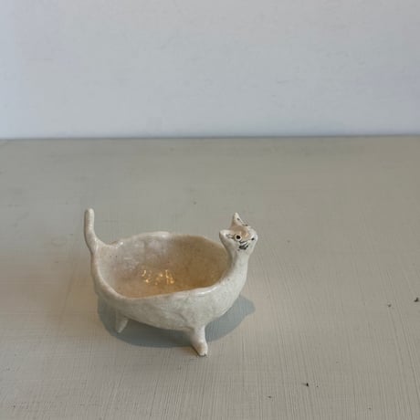 猫型豆鉢　しろ　so008017
