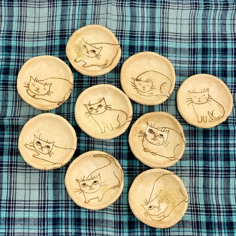 平野照子　猫豆皿　sa001212