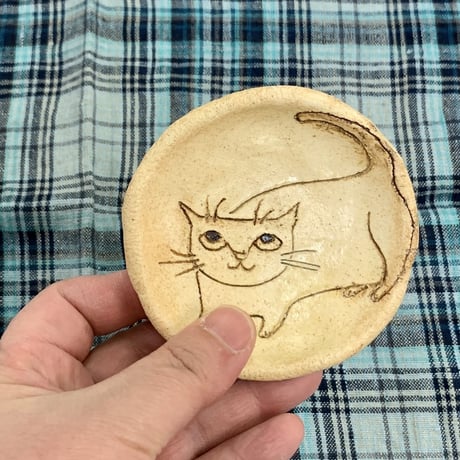 平野照子　猫豆皿　sa0001209
