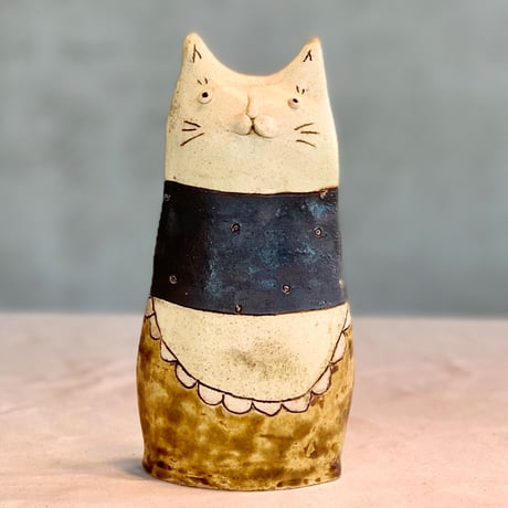 平野照子　猫花入れ特大　ha257