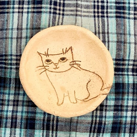 平野照子　猫豆皿　sa0001210