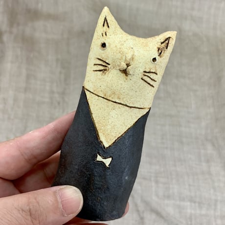 平野照子　猫花入れHA099