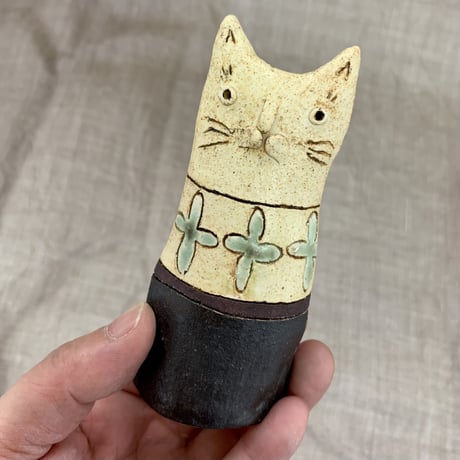 平野照子　猫花入れHA062
