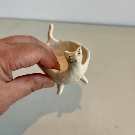 猫型豆鉢　しろ　so008017