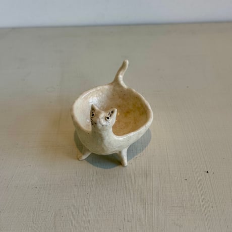 猫型豆鉢　しろ　so008017