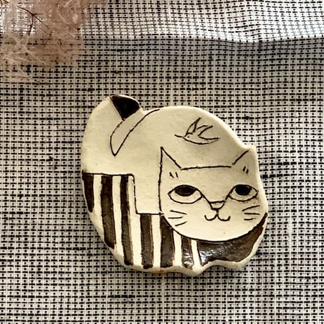 平野照子　猫型豆皿　sa008029-7