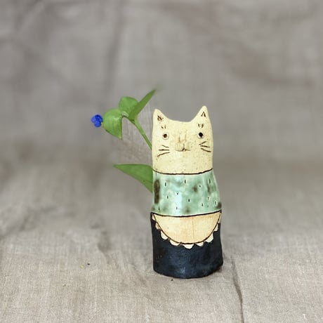 平野照子　猫花入れHA075