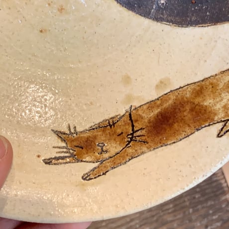 平野照子　6寸中鉢　水玉茶猫　so006001