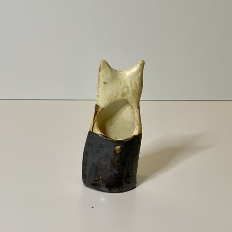 平野照子　猫花入れ　茶サーカスエリha018