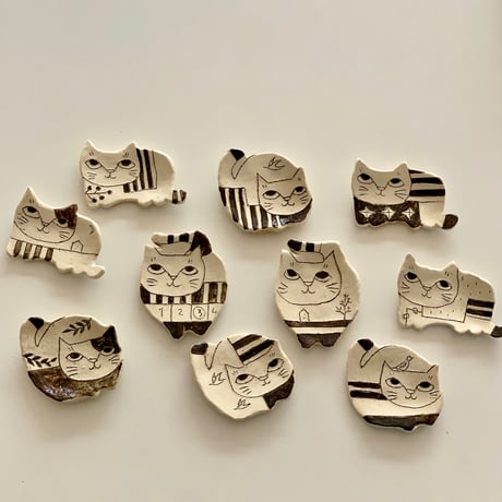 平野照子　猫型豆皿　sa008029-7