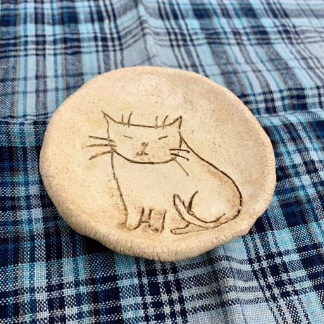 平野照子　猫豆皿　sa001207