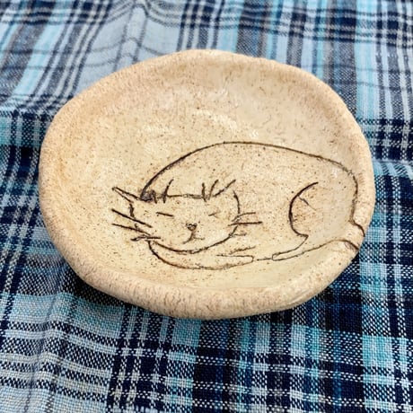平野照子　猫豆皿　sa001213