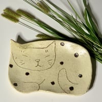 猫型中皿　香箱　水玉　sa008003