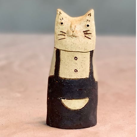 平野照子　猫花入れ　ha218