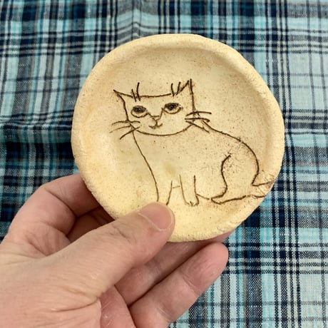 平野照子　猫豆皿　sa0001210
