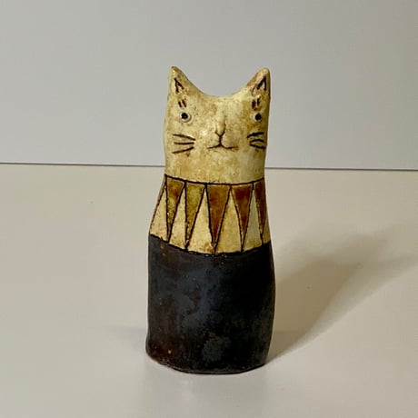 平野照子　猫花入れ　茶サーカスエリha018