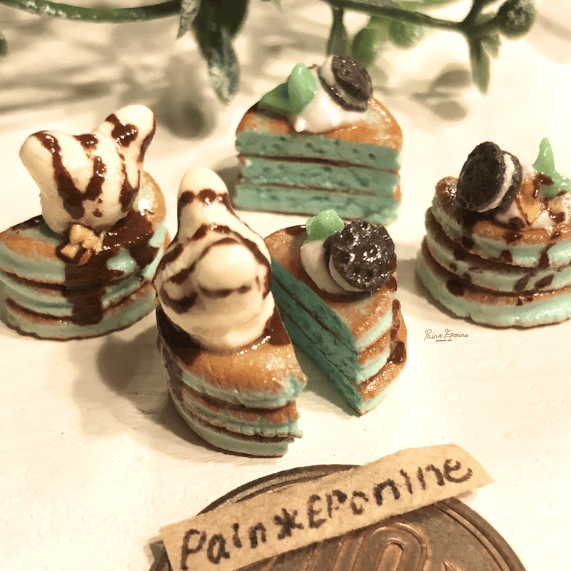 ミニチュア】チョコミントパンケーキ(にゃんこアイス)チョコ | Pain