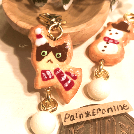 クリスマスクッキーチャーム：猫サンタ