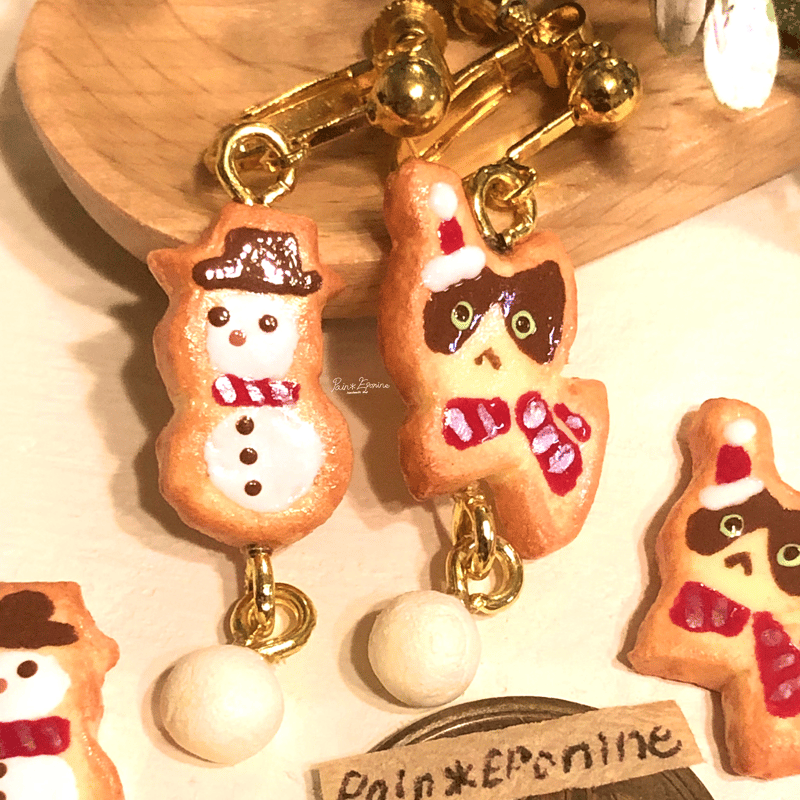 ☆サンタさんが可愛いXmas猫ちゃんイヤリング☆ ☆サンタさんが可愛いXmas猫ちゃんイヤリング☆