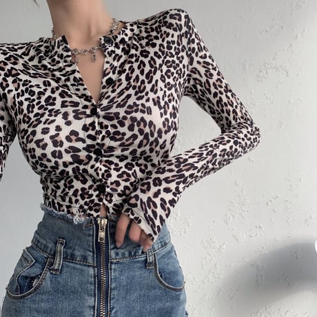 Leopard ボタンダウン Top
