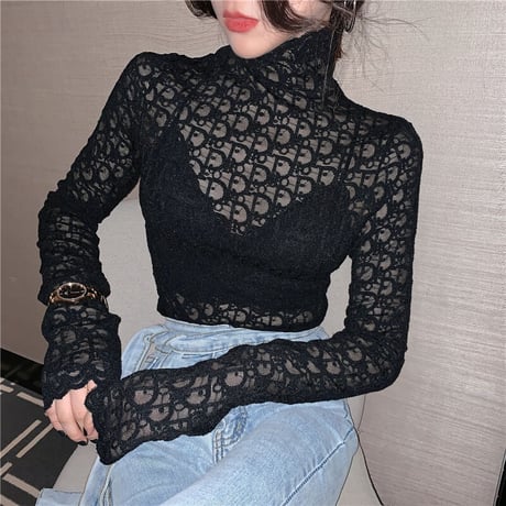 2色 総レース シースルー Top