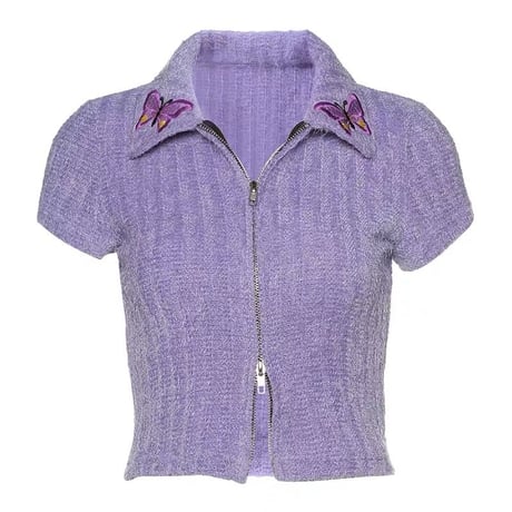 Fuzzy Butterfly ジップアップ Top