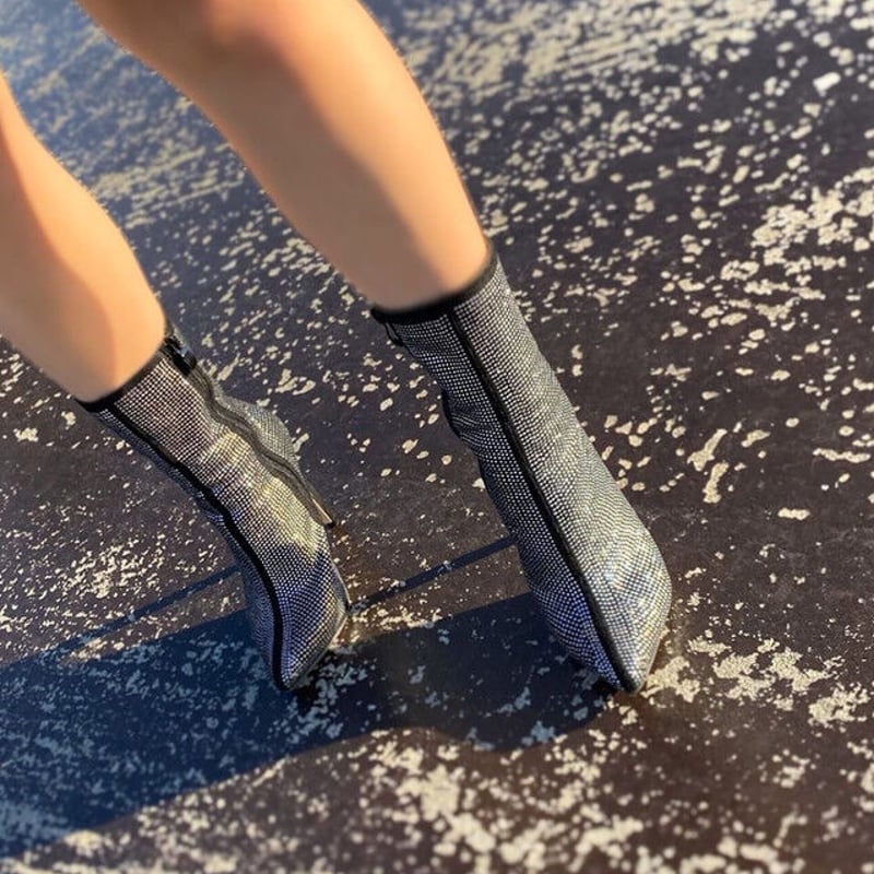 ラインストーン ショートブーツ Black | PLASTIC BUNNY ラインストーン ショートブーツ Black | PLASTIC BUNNY