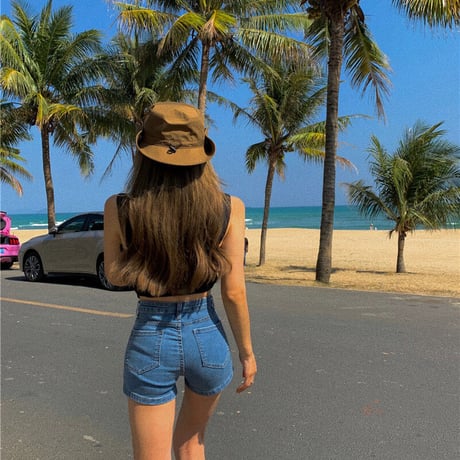 Cut out Denim Short Pants
