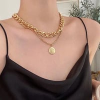 2連 GOLD & SILVER ネックレス コイン