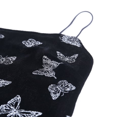 Dark Butterfly Side Slit ロング ドレス
