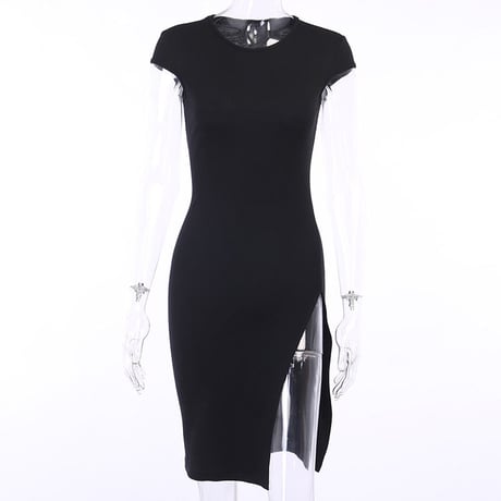 3色 Side Slit One-Piece Dress