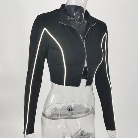 Reflective Double Zipper Top