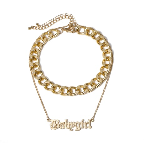 2連 GOLD & SILVER ネックレス レター