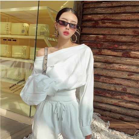 4色 Zipper Off-Shoulder Top