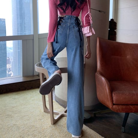 ダブルレースアップ Denim Pants