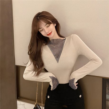 3色 カッティング ラインストーン Top