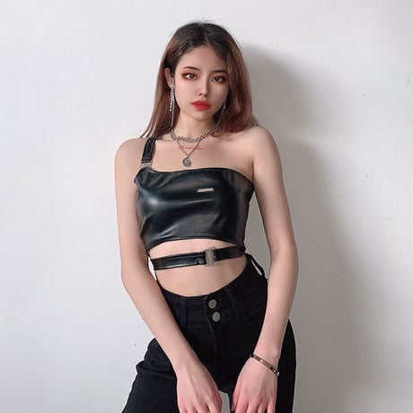 ワンショルダー レザー Top