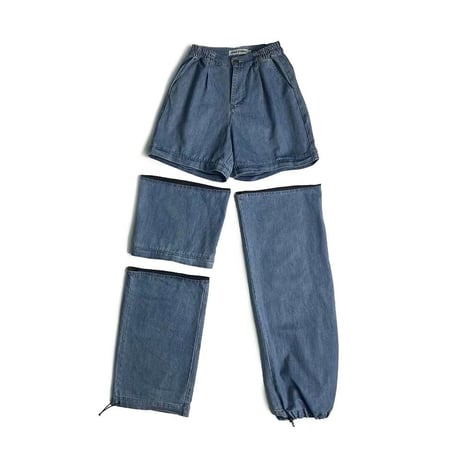 Patch work Zipper デニムパンツ