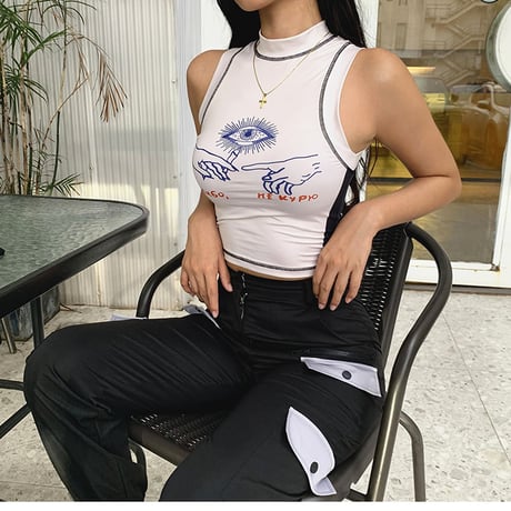 Graphic high-neck Tank Top