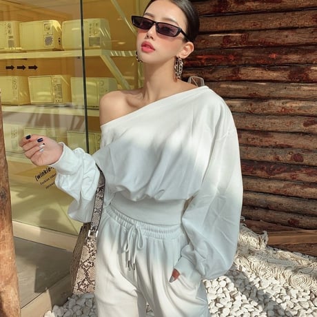 4色 Zipper Off-Shoulder Top