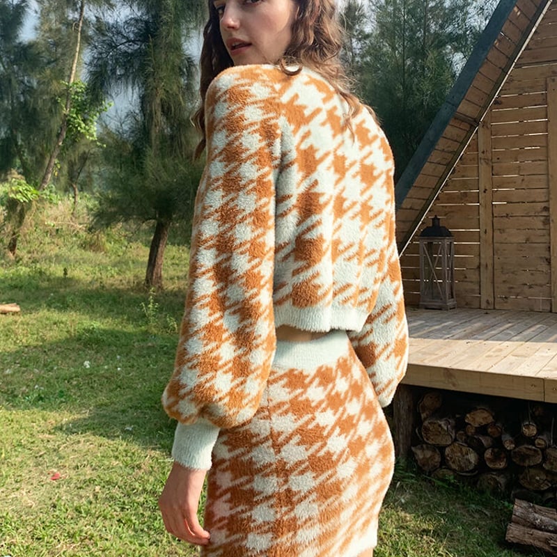 千鳥格子 ニット 3点 セットアップ | PLASTIC BUNNY