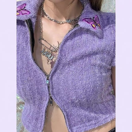 Fuzzy Butterfly ジップアップ Top