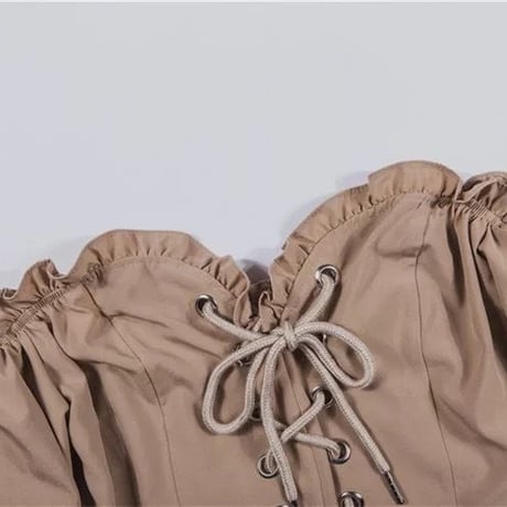 2色 Lace Up オフショルダーTop