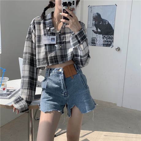 Cropped Plaid シャツ